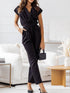 Surplice Cap Sleeve Tie Waist Jumpsuit - Odaingerous